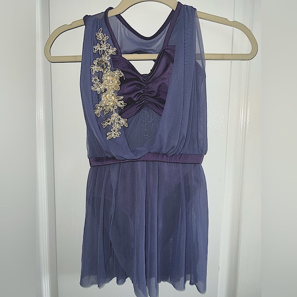 Weissman Dance Costume MC Draped Fabric with Lace Embellishment at bodice - Picture 15 of 15